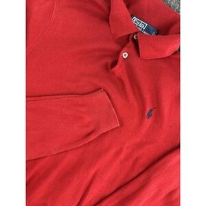 Polo Ralph Lauren Red Knit Long Sleeve Polo Shirt Men's Small Cotton